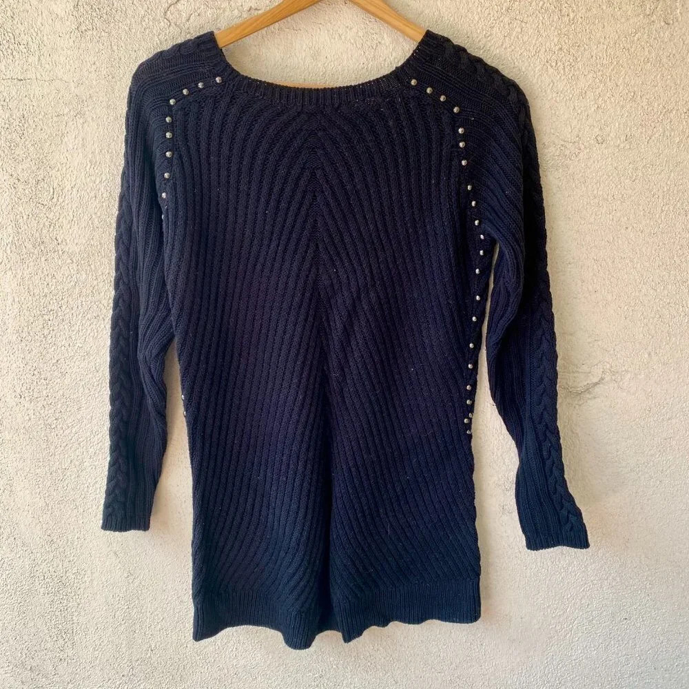 Philosophy Black Chunky Knit Studded Sweater Small - Picture 6 of 6